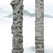 Customized relief dragon stone column